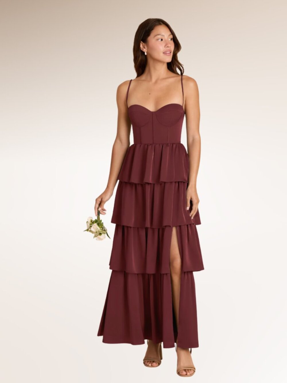 Birdy Grey Lola Matte Satin Dress in Cabernet Size Medium